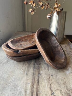 Small Wooden Dough Bowl - Stained Wood