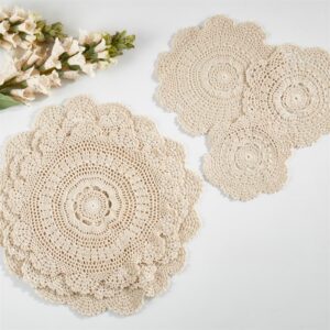 Beige Medallion Cotton Crochet Lace Doily