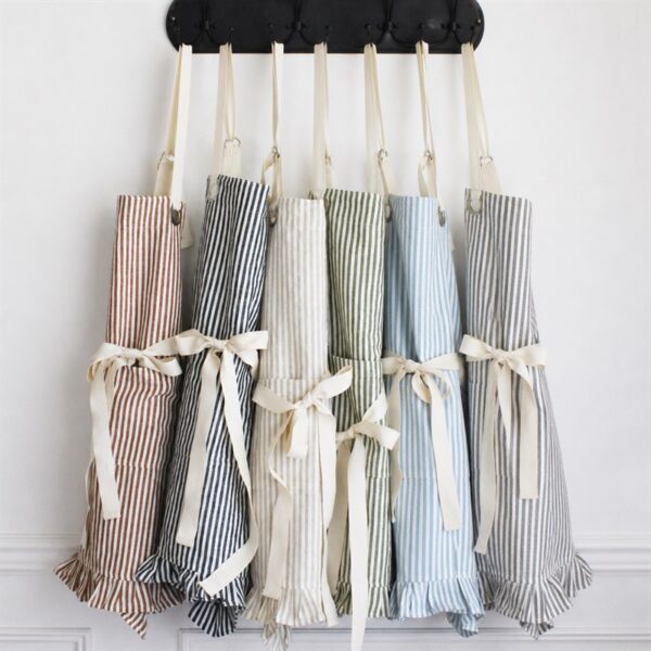 Ruffle Pin Stripe Apron